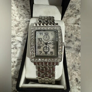 Massini Silver Diamond accent watch-new in box